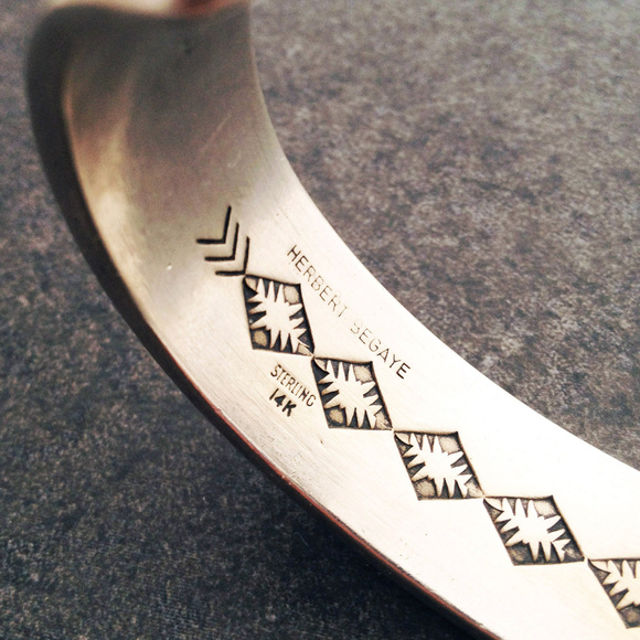 Vintage Southwest Sterling and 14K Gold Bracelet - Picture 6 of 6